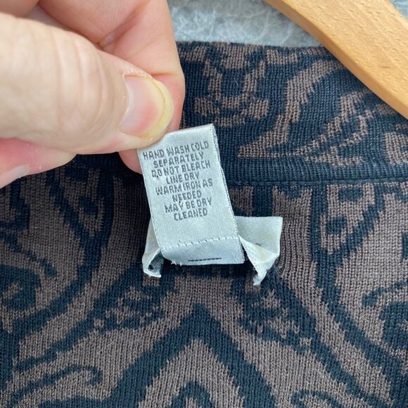 Chicos Jacket Womens 1 US Medium Brown Pattern Silk Blend Cardigan Button Pocket - Picture 6 of 11